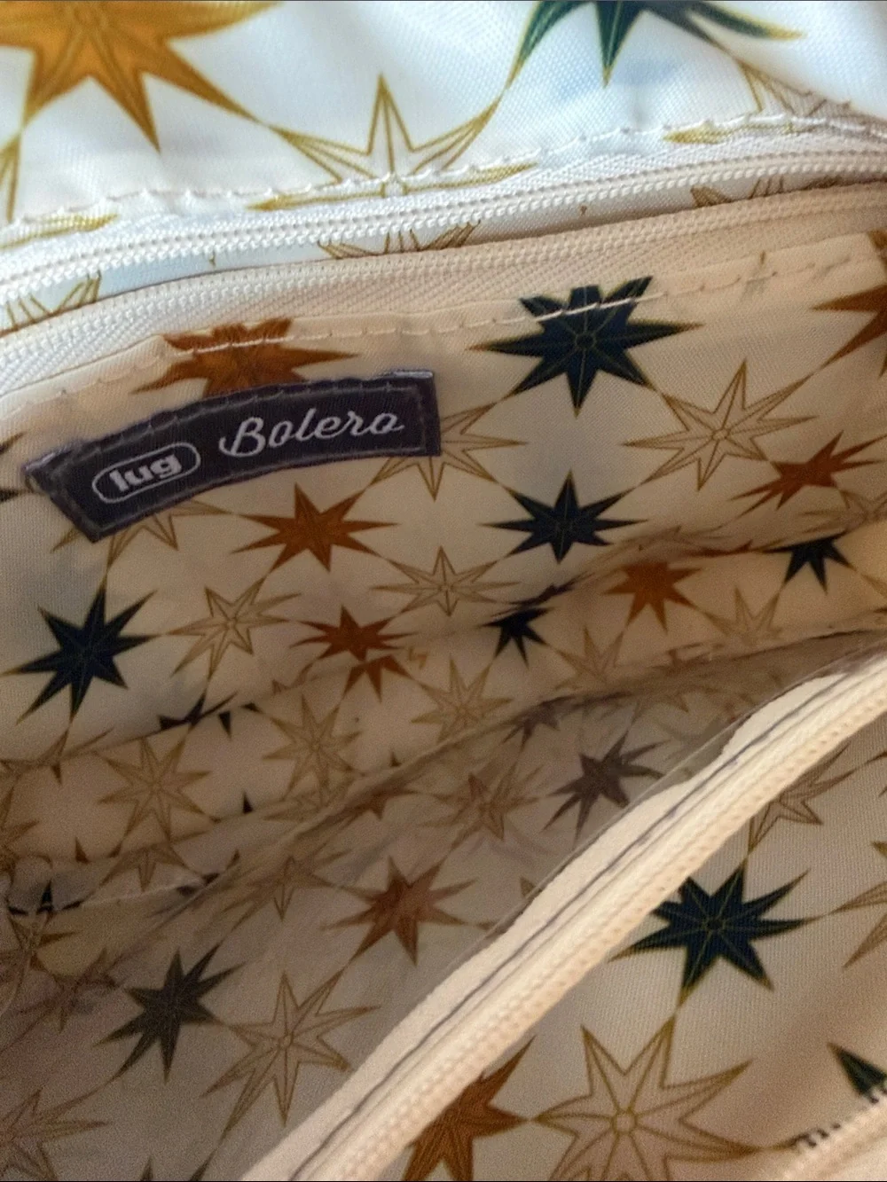 lug bolero Quilted Crescent Crossbody in Cream with Yellow-Accent Woven Strap